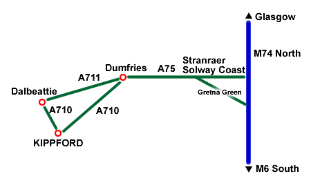 Map to Kippford - Self Catering Holidays